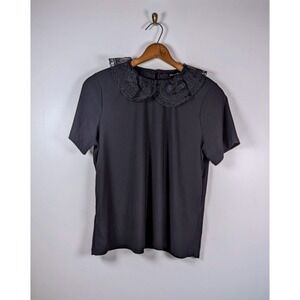 Gothic Wednesday Adams Top, Size XL Witchy Whimsigoth Lace Dark Romantic Collar‎